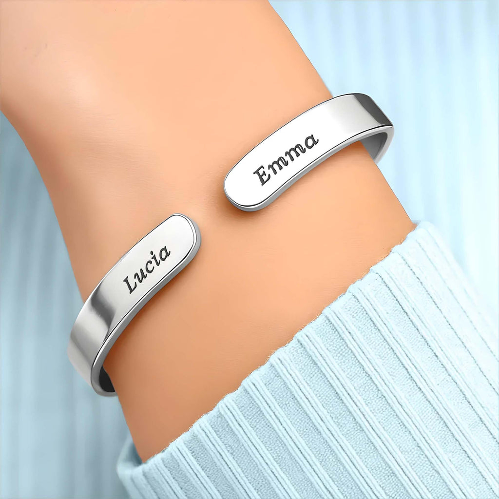 The Love Between a Grandma And Granddaughter is Forever - Personalized Custom Bracelet Cuff - GDT533_BCUF