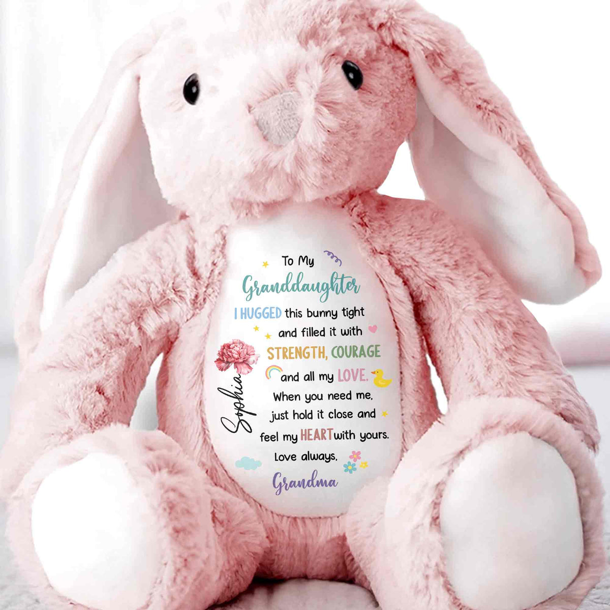 To My Granddaughter, Hugged Bunny With Love