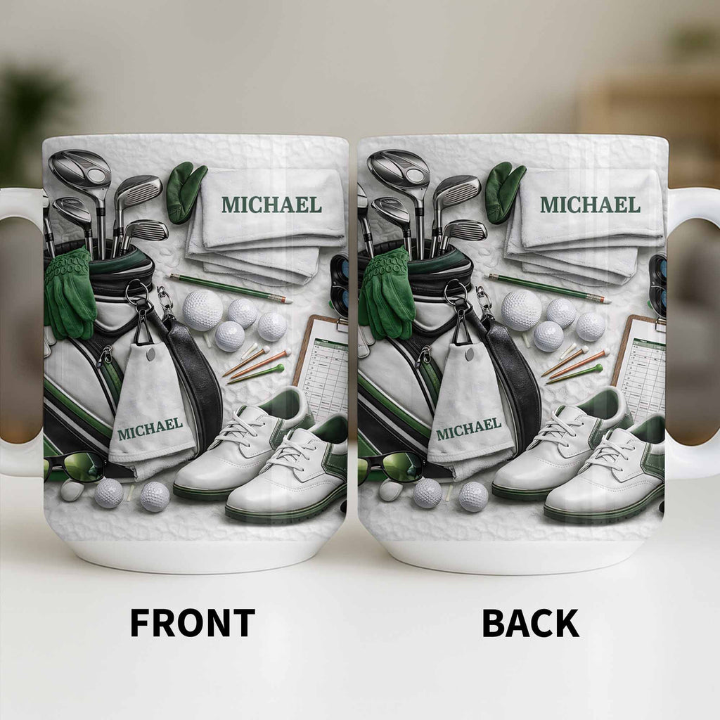 Customizable Golf Themed Mug With Clubs And Balls