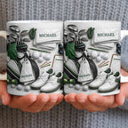 Customizable Golf Themed Mug With Clubs And Balls