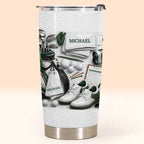 Golf Enthusiast Personalized Tumbler Featuring Clubs and Balls