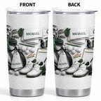 Golf Enthusiast Personalized Tumbler Featuring Clubs and Balls