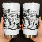 Golf Enthusiast Personalized Tumbler Featuring Clubs and Balls