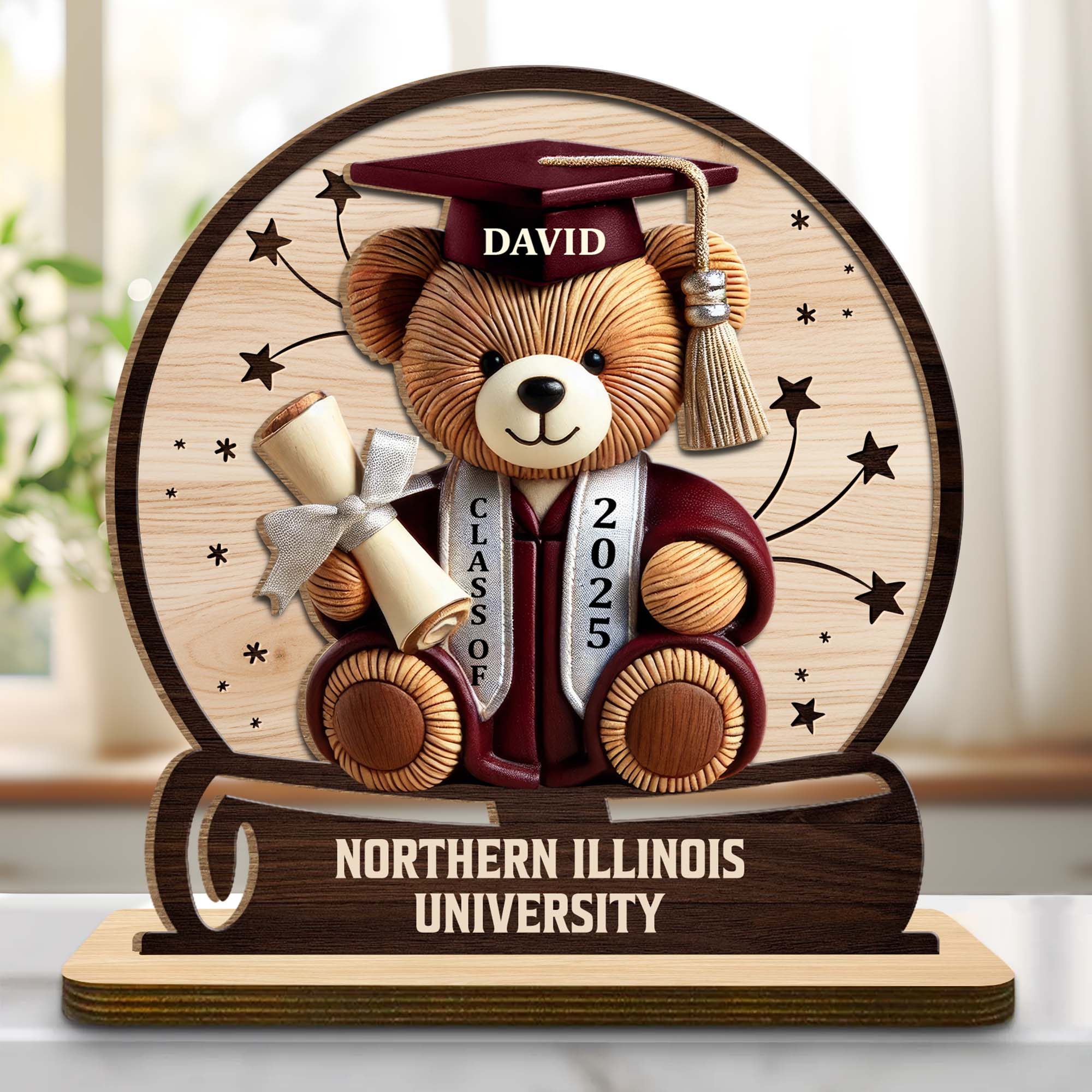 Celebrate Your Achievements Wooden Graduate Teddy Bear Plaque