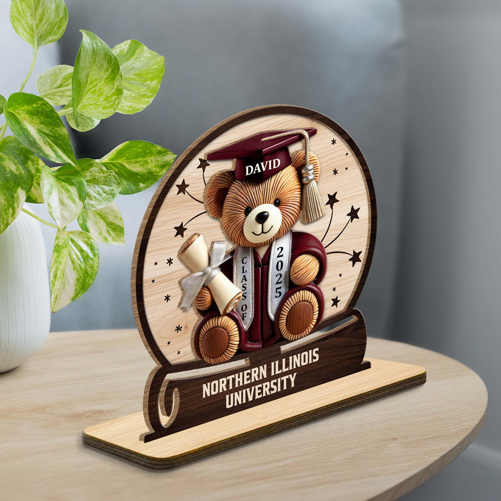 Celebrate Your Achievements Wooden Graduate Teddy Bear Plaque
