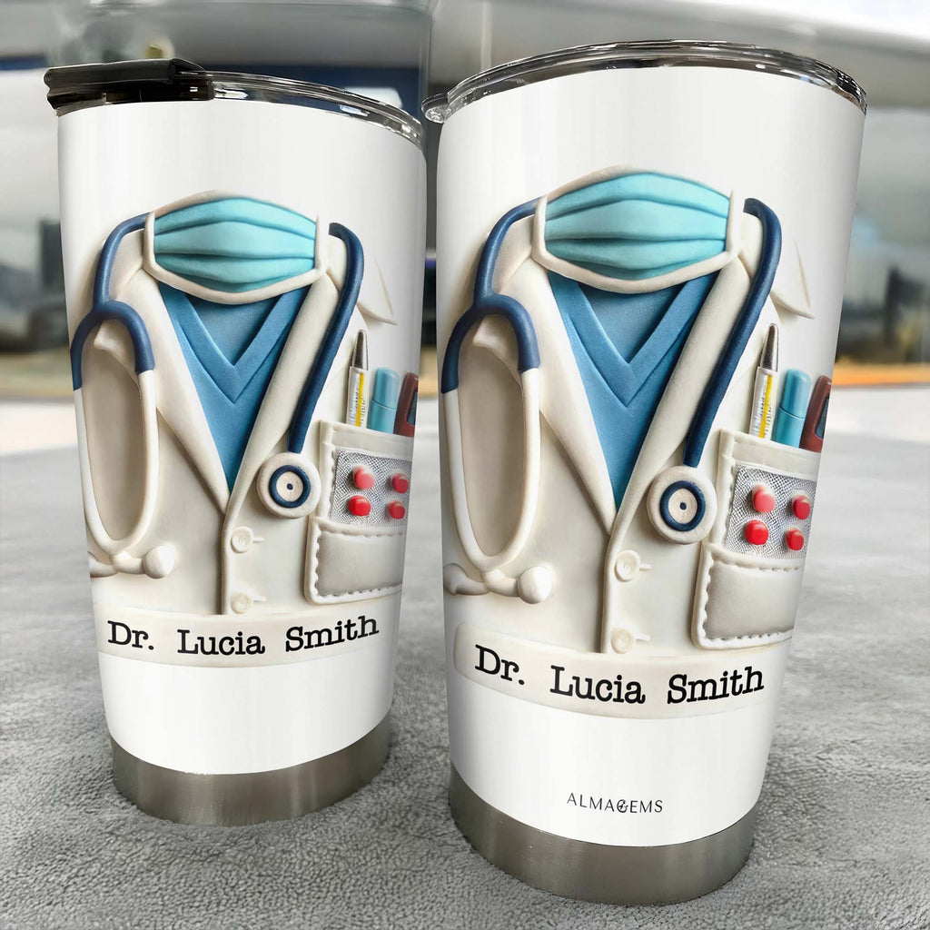 Delightful Medical Themed Tumbler With Stethoscope And Lab Coat Design