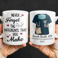 Never Forget The Difference That You Make, Heartbeat And Medical Scrubs - Personalized Custom Coffee Mug - GRAD271_MG