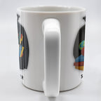 Customizable Coffee Mug Featuring Glasses, Books, Apple, Markers, Lab Coat