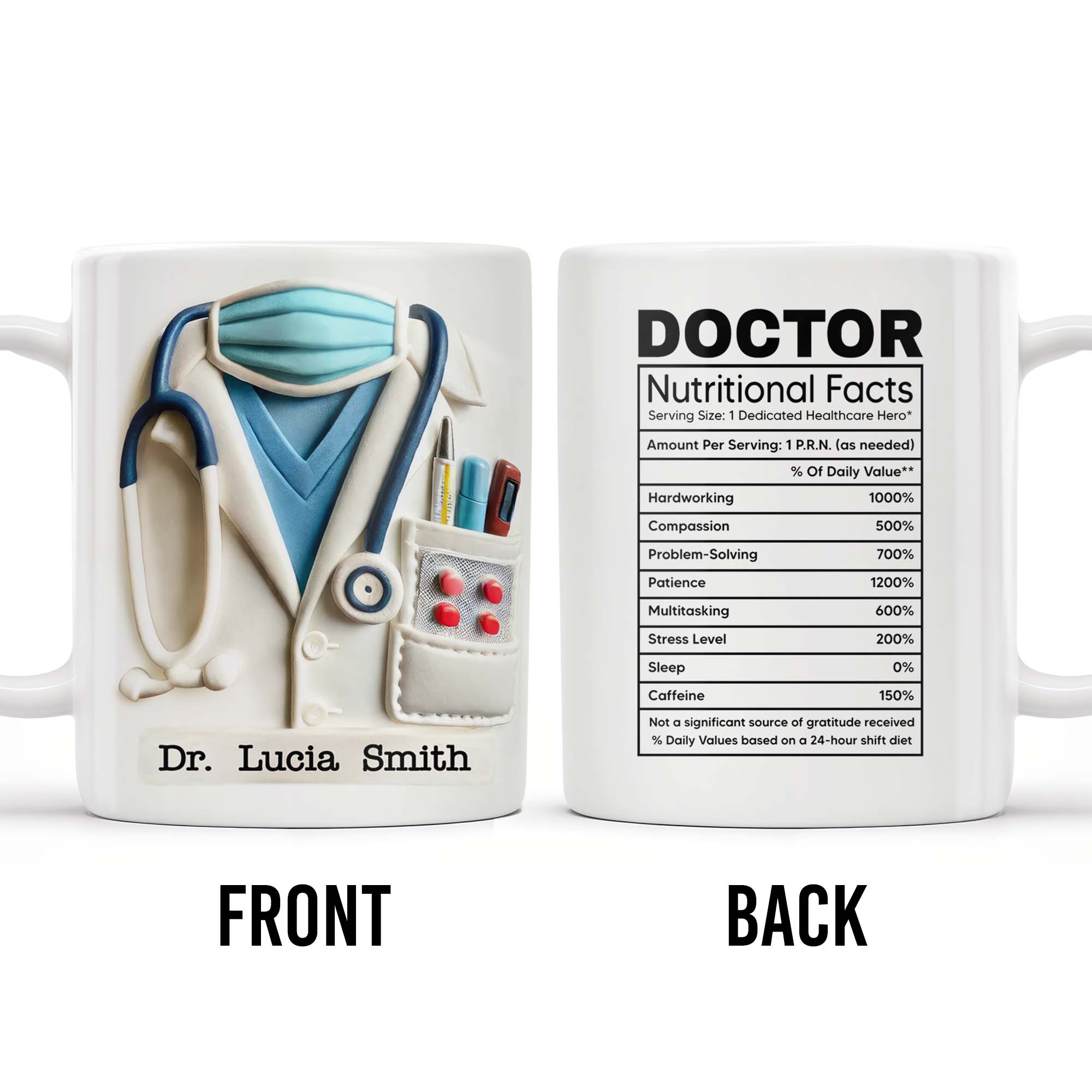 DOCTOR Nutritional Facts, Dedicated Healthcare Hero, Nutritional Label