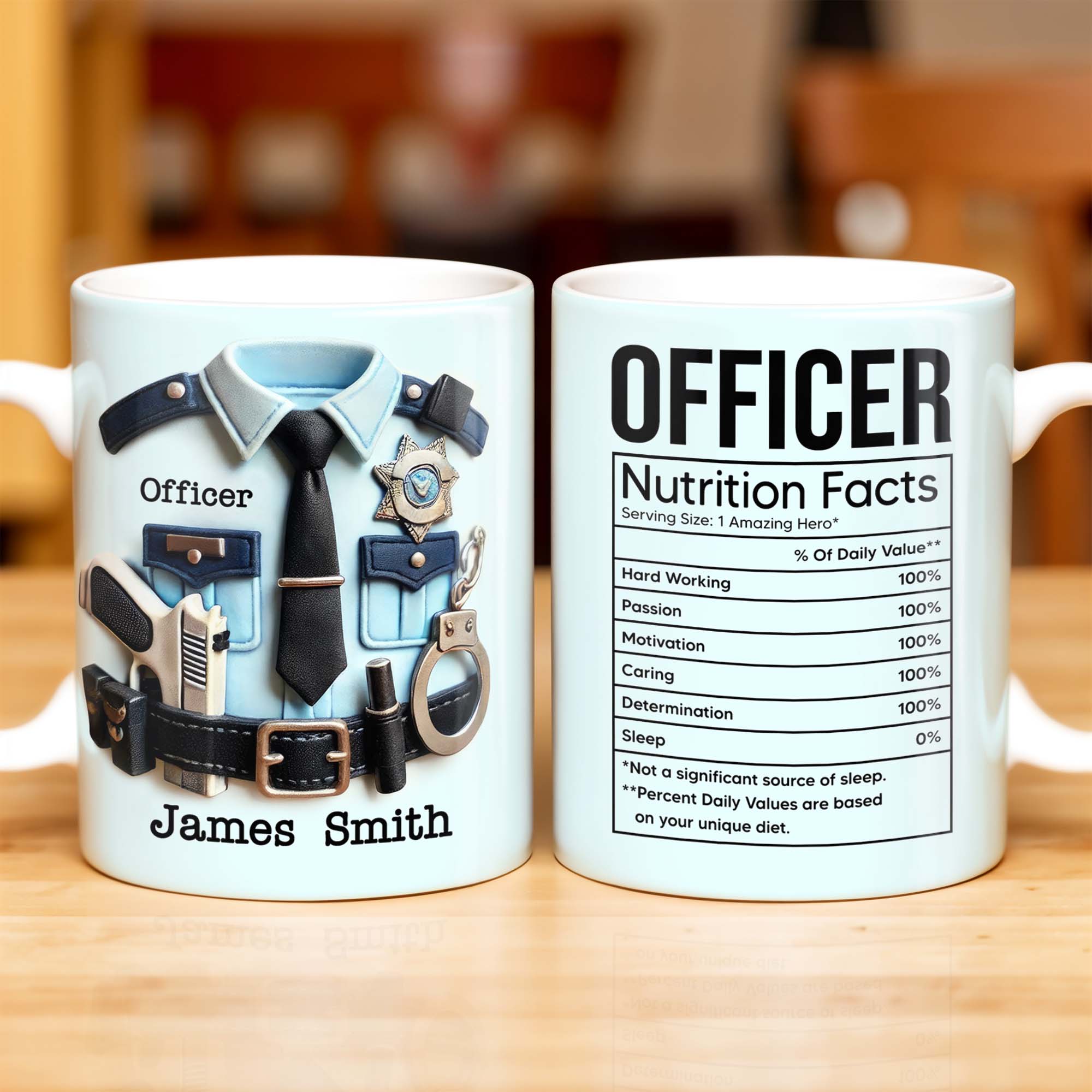 OFFICER Nutrition Facts, Hard Working, Passion, Motivation - Personalized Custom Coffee Mug - GRAD292_MG
