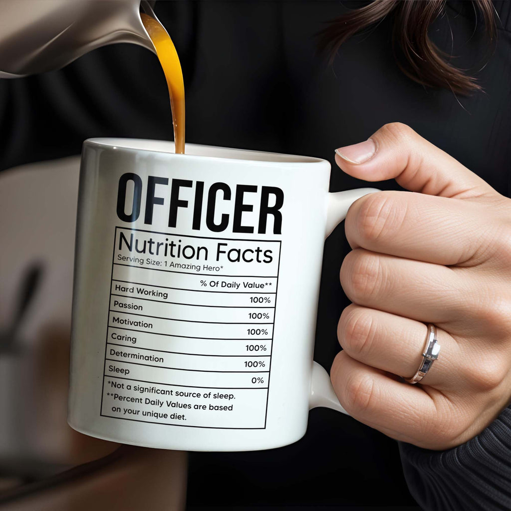 OFFICER Nutrition Facts, Hard Working, Passion, Motivation - Personalized Custom Coffee Mug - GRAD292_MG