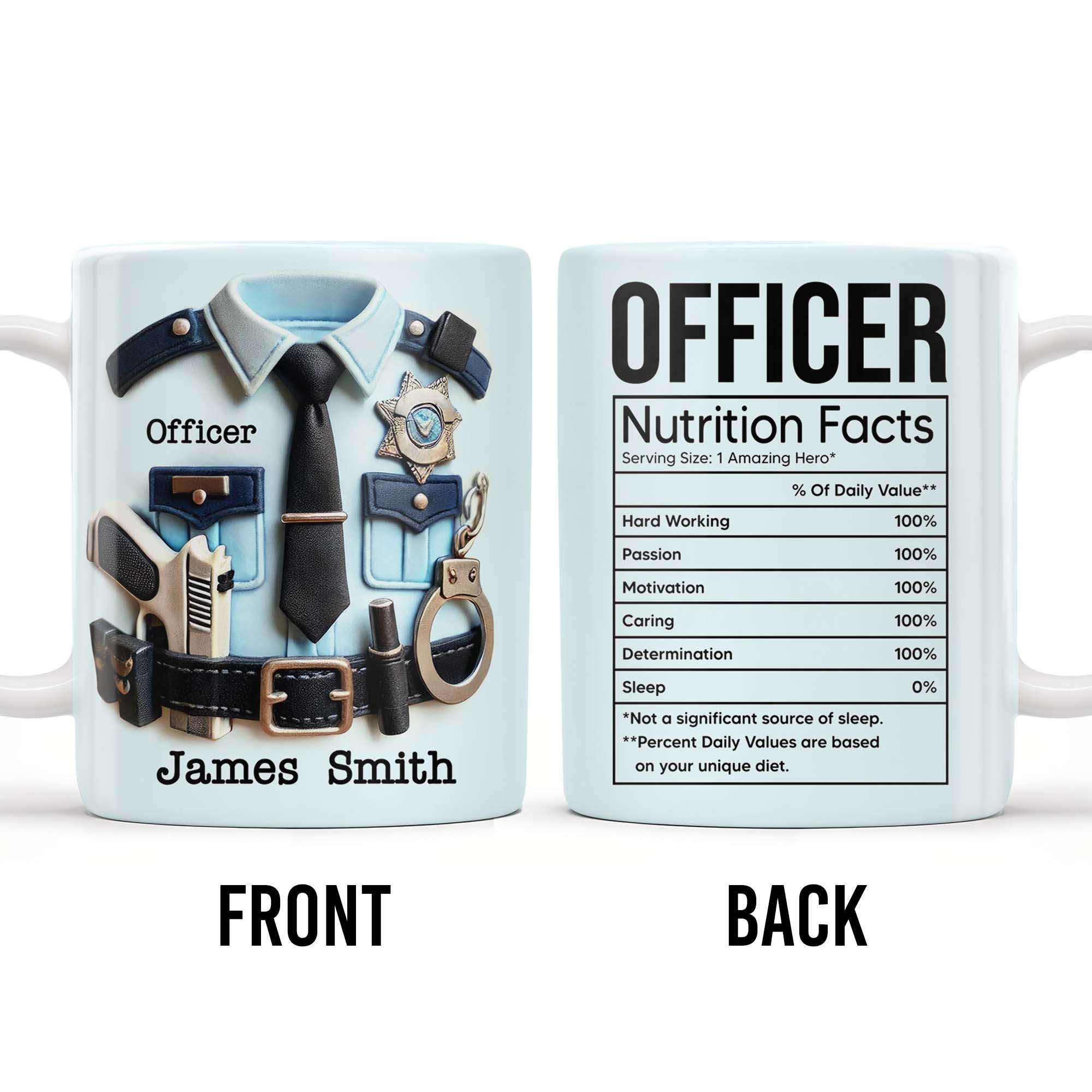 OFFICER Nutrition Facts, Hard Working, Passion, Motivation - Personalized Custom Coffee Mug - GRAD292_MG