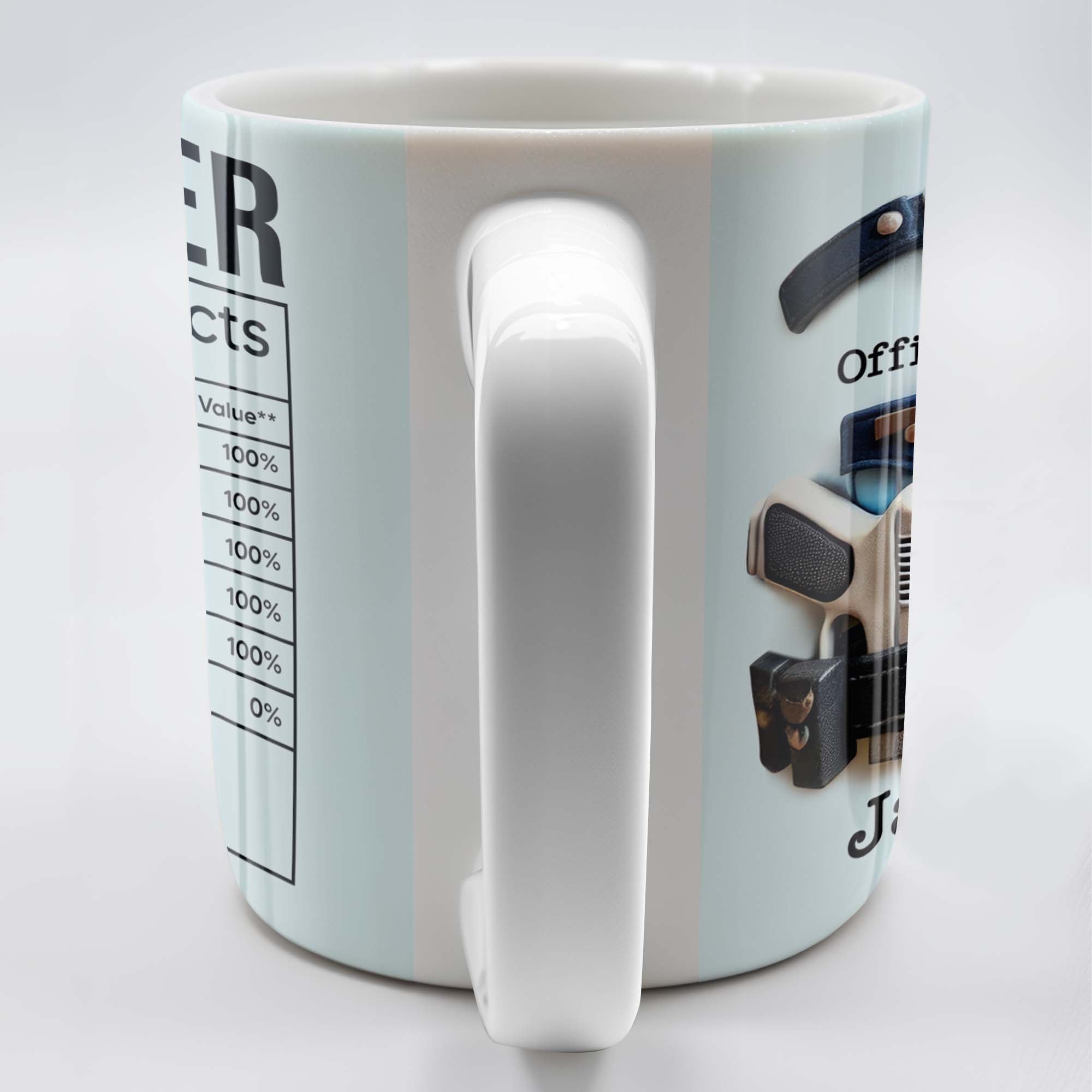 OFFICER Nutrition Facts, Hard Working, Passion, Motivation - Personalized Custom Coffee Mug - GRAD292_MG