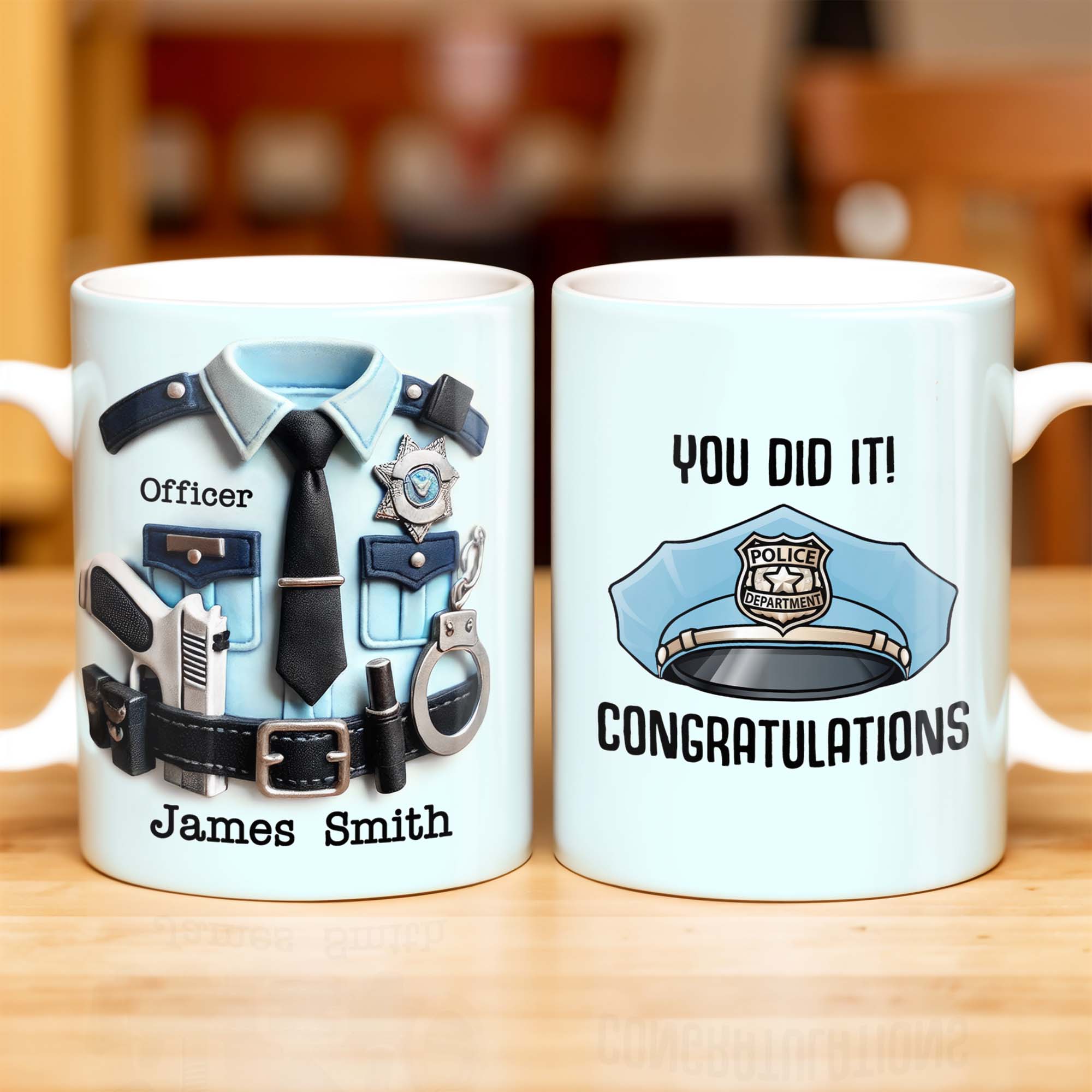 You Did It! Congratulations, Police Badge And Cap
