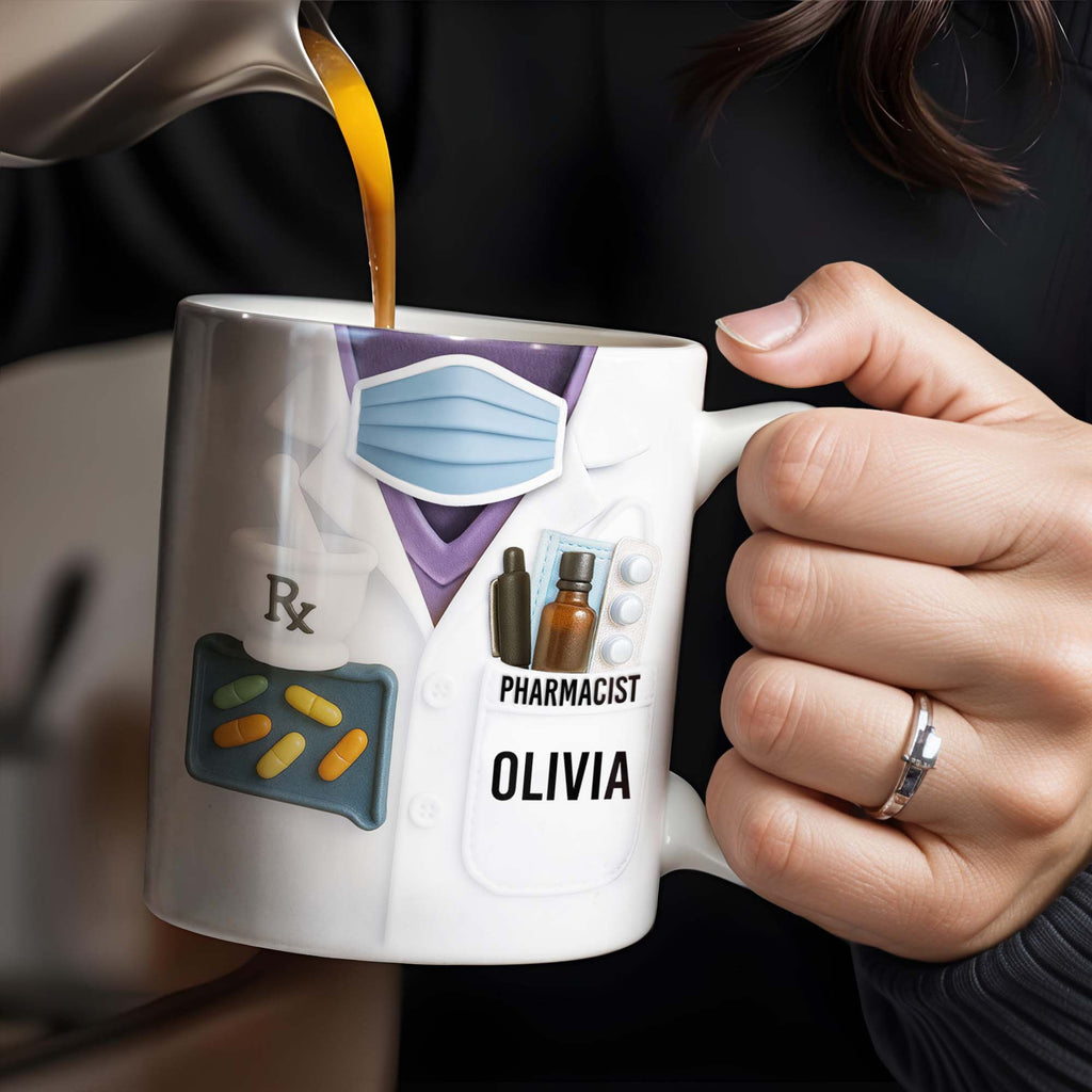 Celebrate Your Favorite Pharmacist, Medical Tools And Uniform - Personalized Custom Coffee Mug - GRAD303_MG