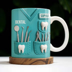 Dental Coffee Mug Featuring Dental Equipment Designs