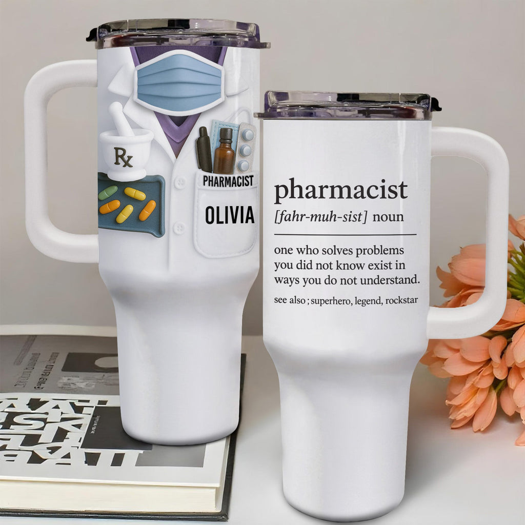 Customizable Tumbler For Pharmacists With Medical Essentials - Personalized 40oz Tumbler With Straw - GRAD311_TBS