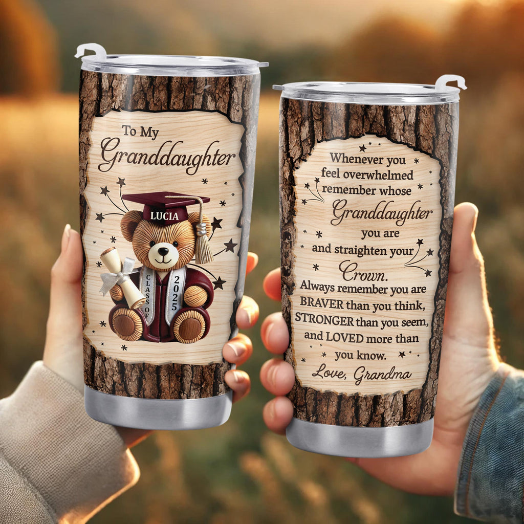 To My Granddaughter, Teddy Bear, Graduation Cap, Diploma