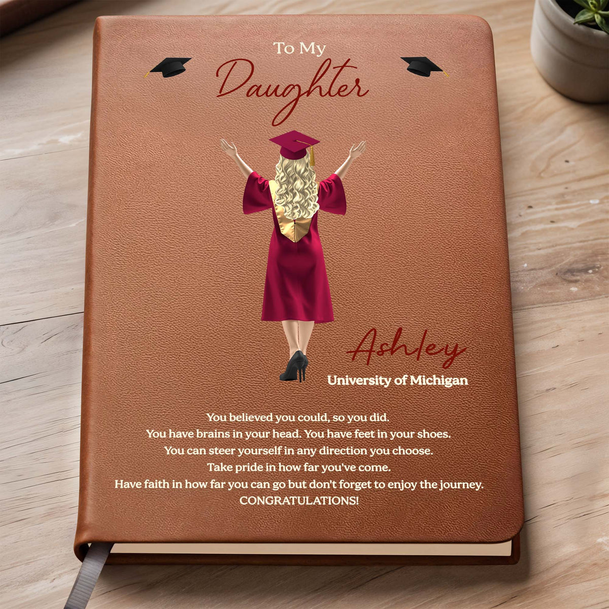 To My Daughter, Believe In Yourself, Graduation Cap And Diploma