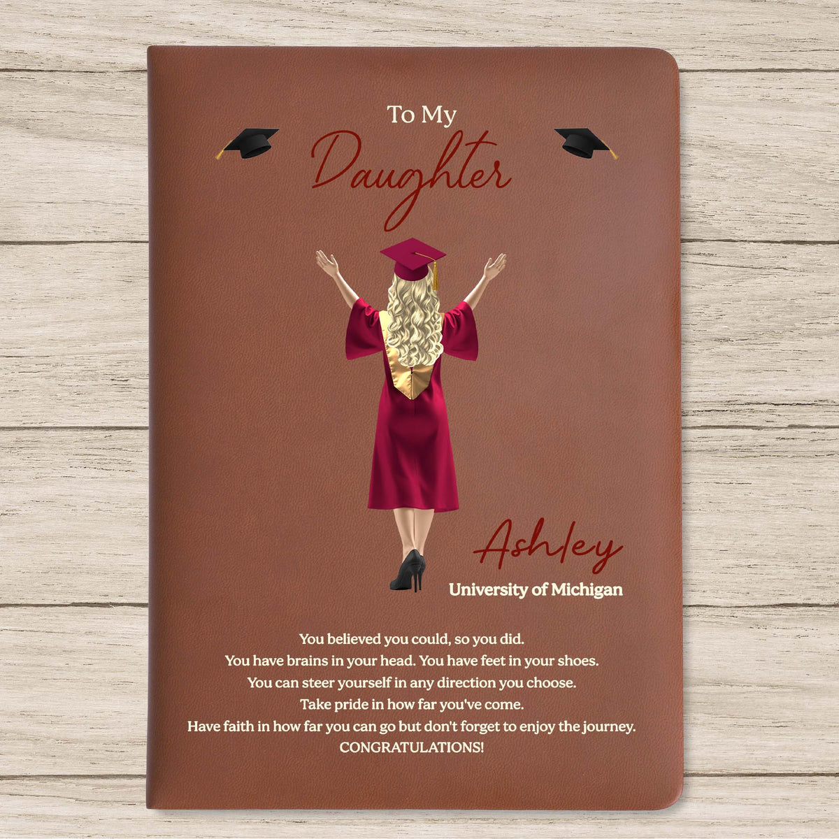 To My Daughter, Believe In Yourself, Graduation Cap And Diploma