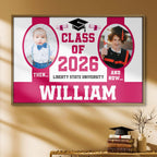 Class Of Then And Now University Graduation Cap And Diploma - Personalized Custom Horizontal Poster - GRAD367_HPOS