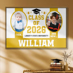 Class Of Then And Now University Graduation Cap And Diploma - Personalized Custom Horizontal Poster - GRAD367_HPOS