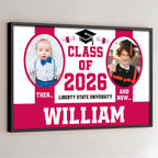 Class Of Then And Now University Graduation Cap And Diploma - Personalized Custom Horizontal Poster - GRAD367_HPOS