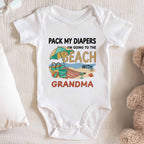 Pack My Diapers Going to the Beach With Umbrella and Shell
