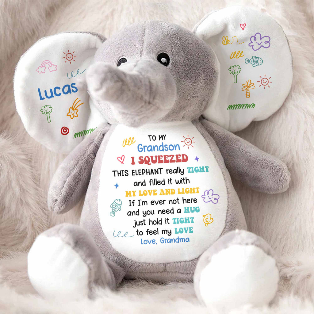 To My Grandson, Feel My Love Elephant With Hearts And Stars