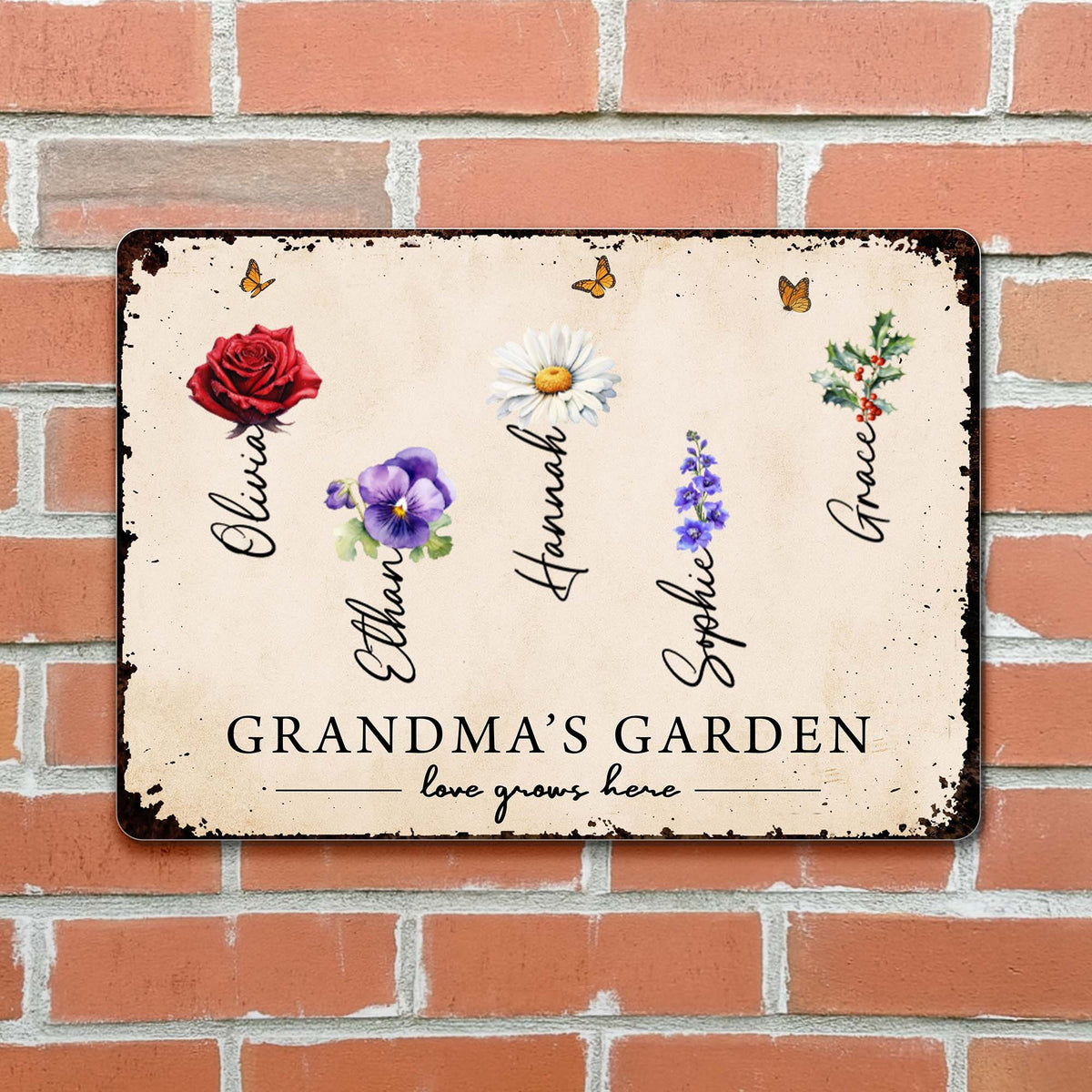 Grandma's Garden Love Grows Here With Flowers And Butterflies