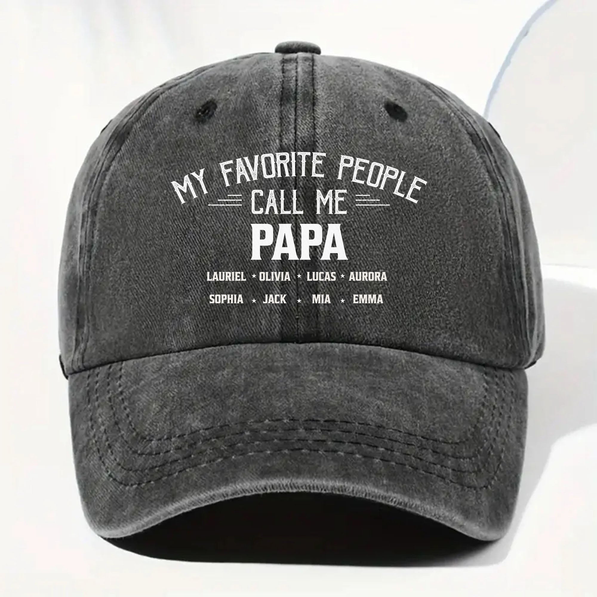 My Favorite People Call Me Papa Cap - Personalized Custom Washed Denim Cap - GRP044_WDCAP