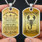 To My Grandson, Believe In Your Heart, Aim For The Skies - Personalized Custom Dog Tag Necklace - GSN001_DTNECK