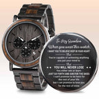 To My Grandson, Believe In Your Heart, Watch Design - Personalized Engraved Wooden Watches - GSN027_ENWA
