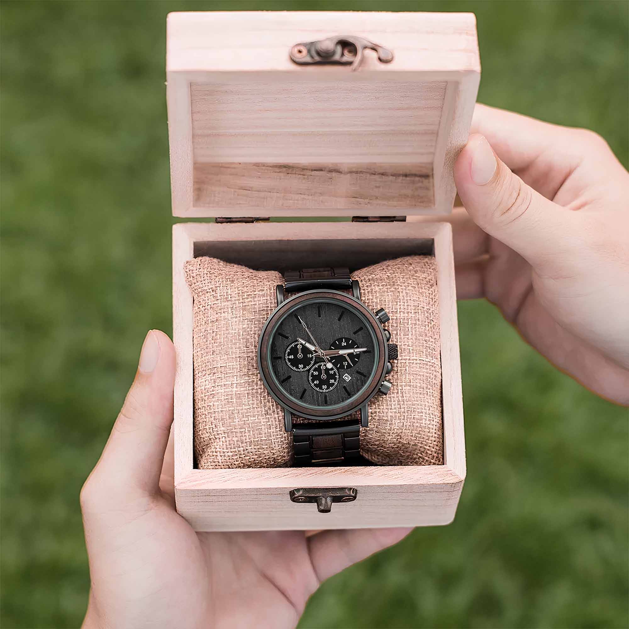 To My Grandson, Believe In Your Heart, Watch Design - Personalized Engraved Wooden Watches - GSN027_ENWA
