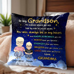 To My Grandson, No Matter Where We Are, Side By Side Or Miles Apart, Cartoon Characters - Personalized Custom Pillow, Insert Included - GSN036_PLW