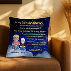 To My Grandson, No Matter Where We Are, Side By Side Or Miles Apart, Cartoon Characters - Personalized Custom Pillow, Insert Included - GSN036_PLW