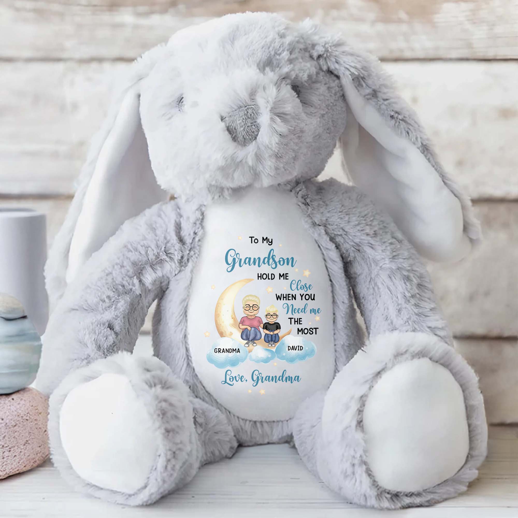 To My Grandson, Hold Me Close When You Need Me The Most, Bunny, Moon, and Stars
