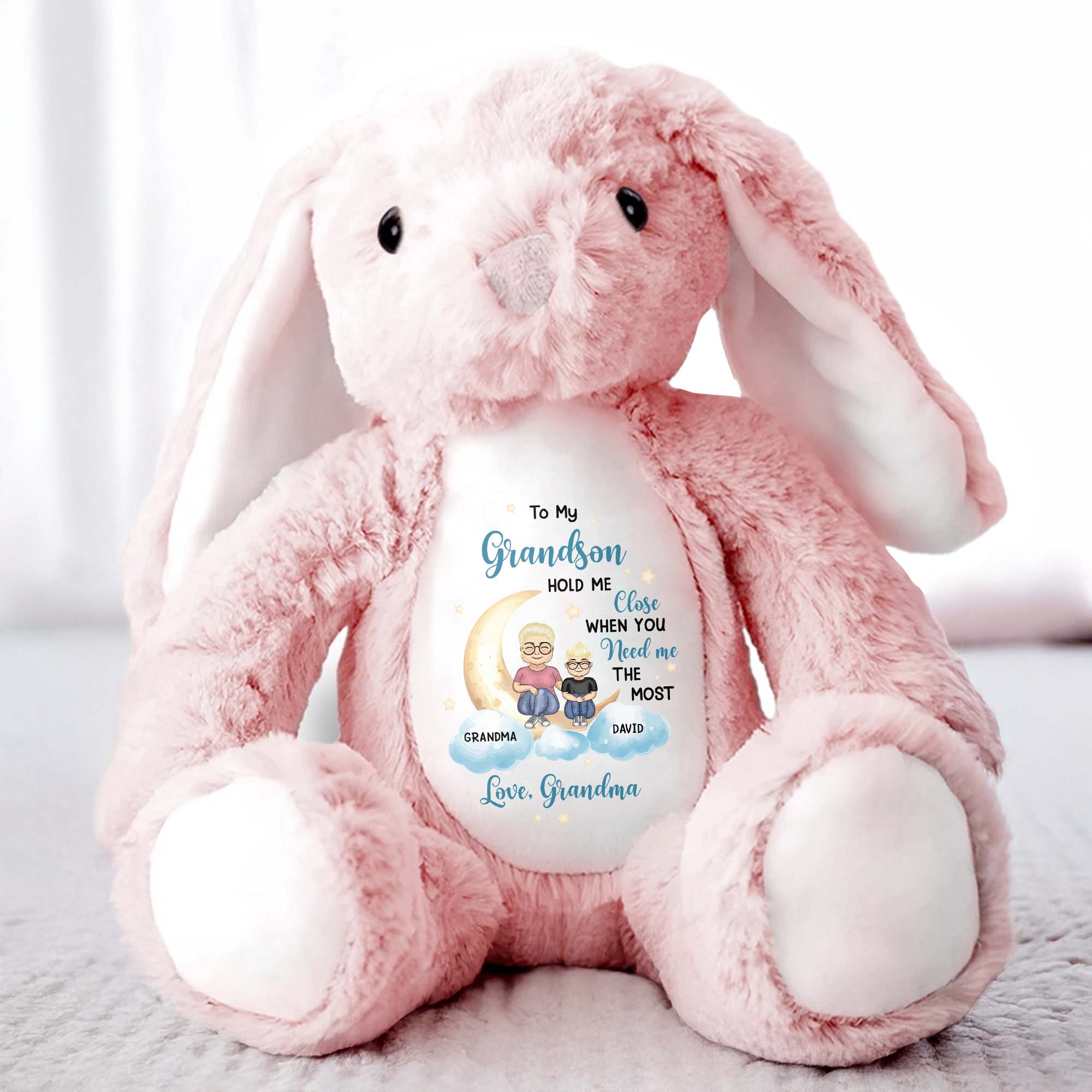 To My Grandson, Hold Me Close When You Need Me The Most, Bunny, Moon, and Stars
