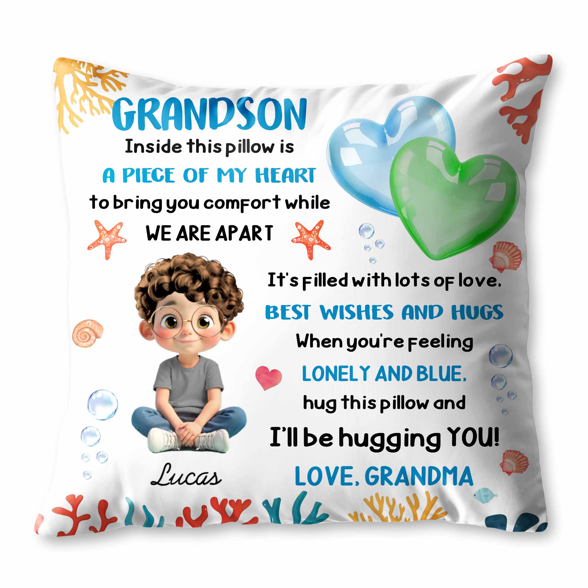 Inside This Pillow Is A Piece Of My Heart, Heart And Coral Design