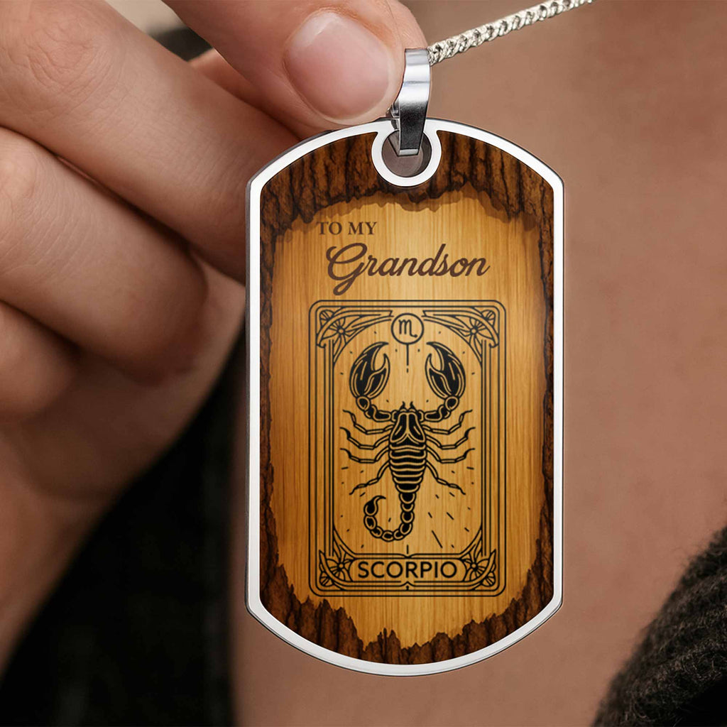 To My Grandson Aquarius Sign Necklace