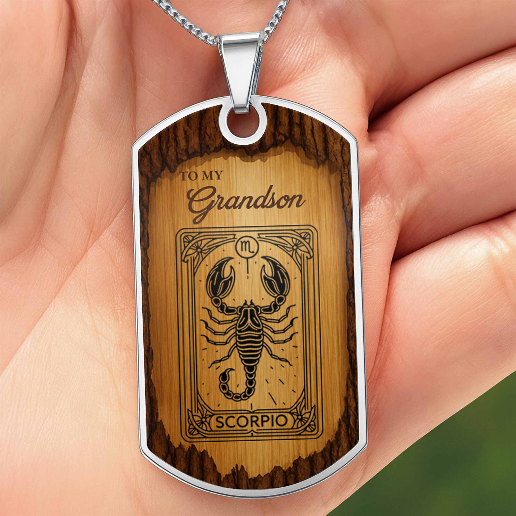 To My Grandson Aquarius Sign Necklace