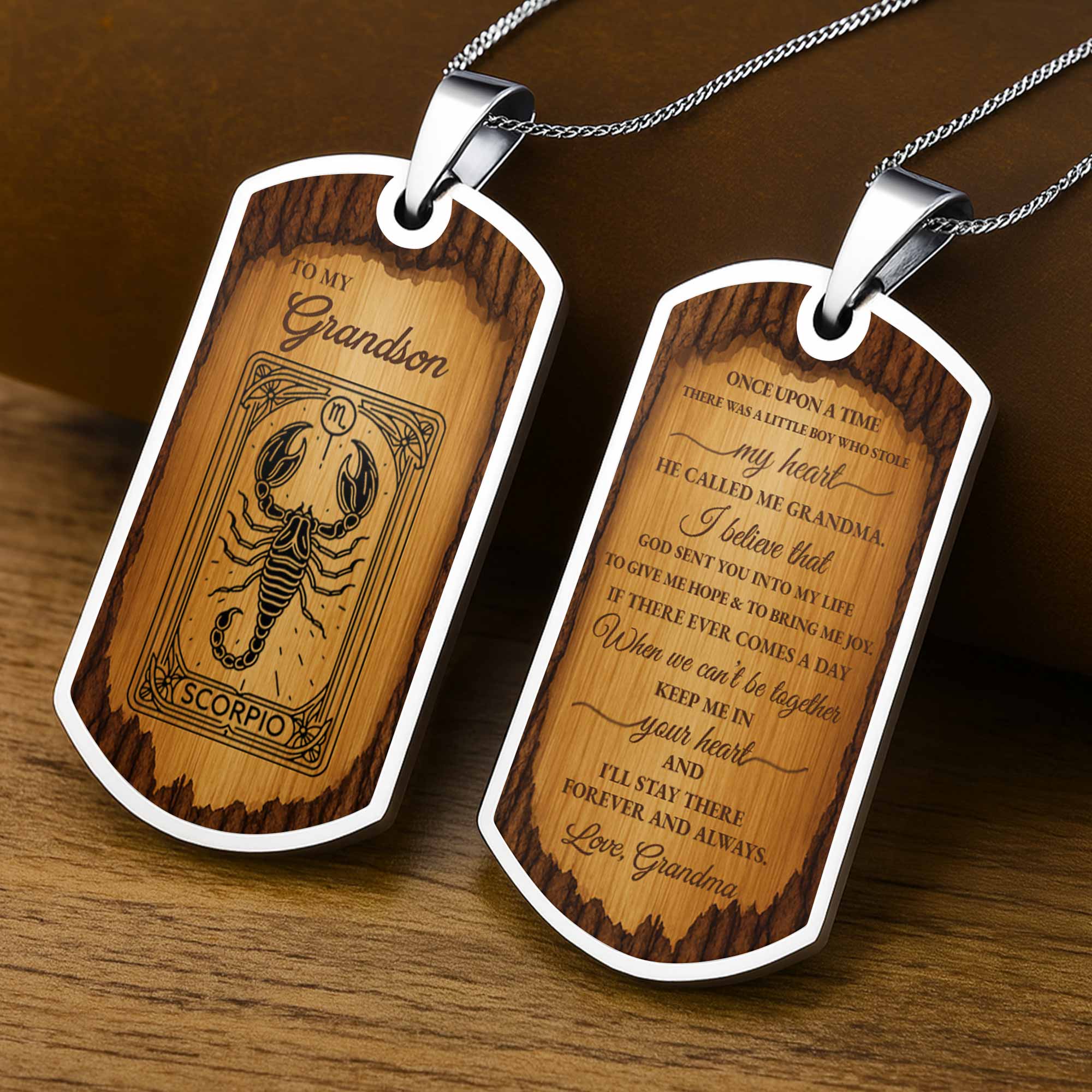 To My Grandson Aquarius Sign Necklace