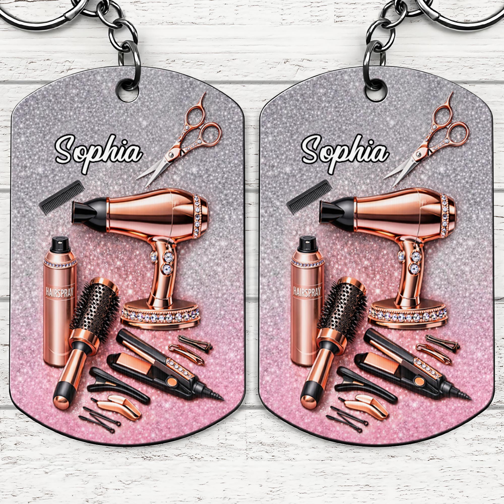 Hair Styling Essentials Hair Dryer And Scissors Glitter Design