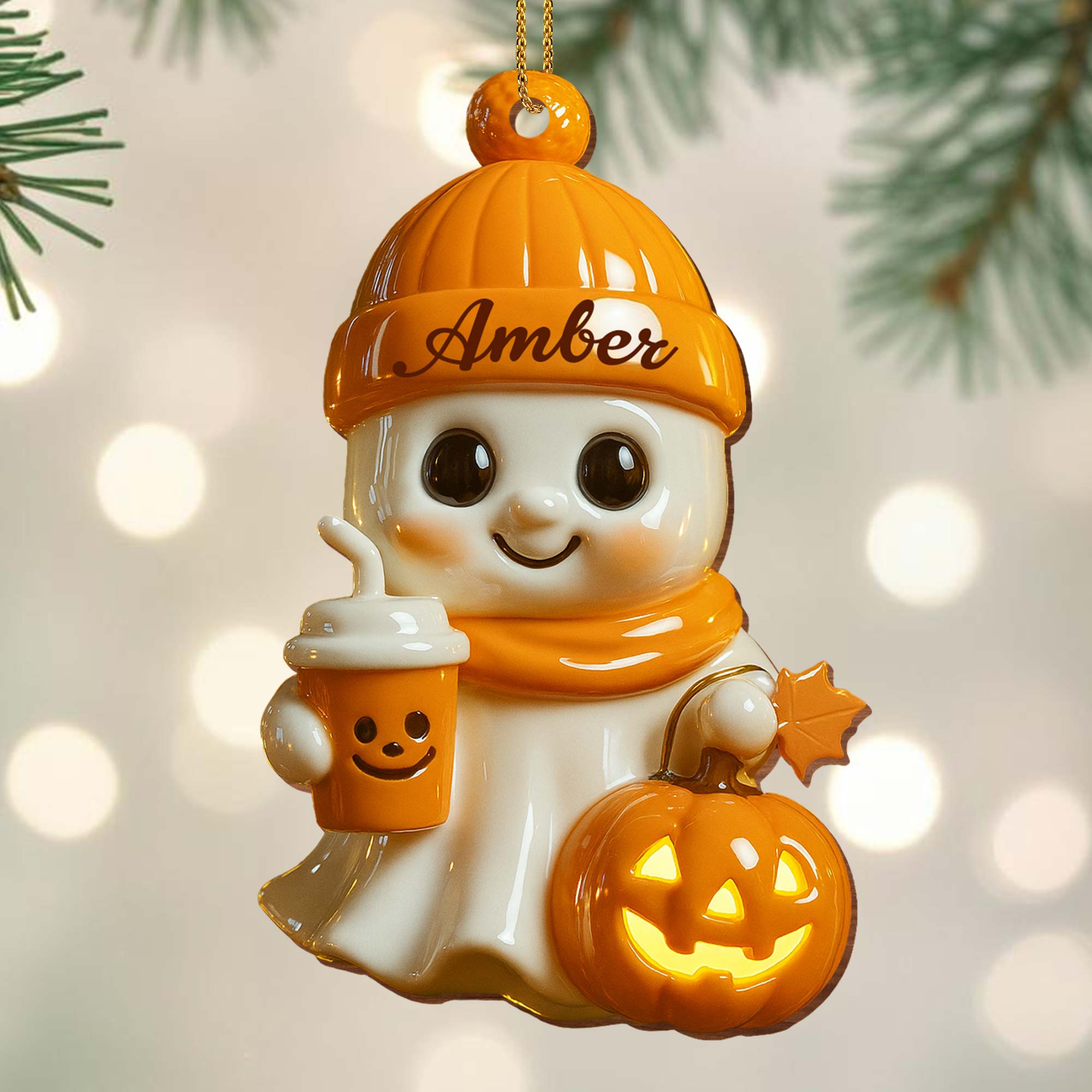 Celebrate Cozy Autumn Vibes Ghost and Pumpkin
