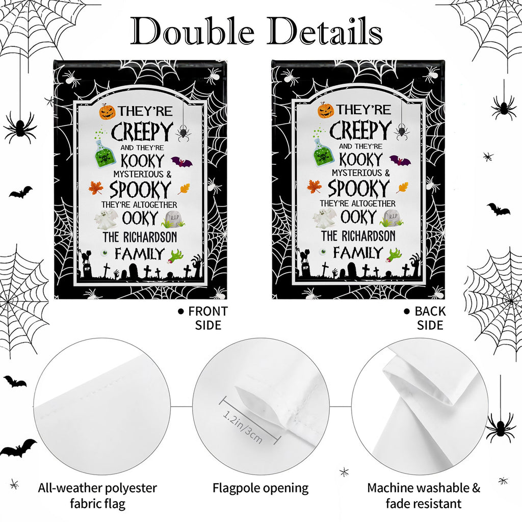 Creepy Kooky Mysterious & Spooky Family Flag - Personalized Flag - HALW027_GAF