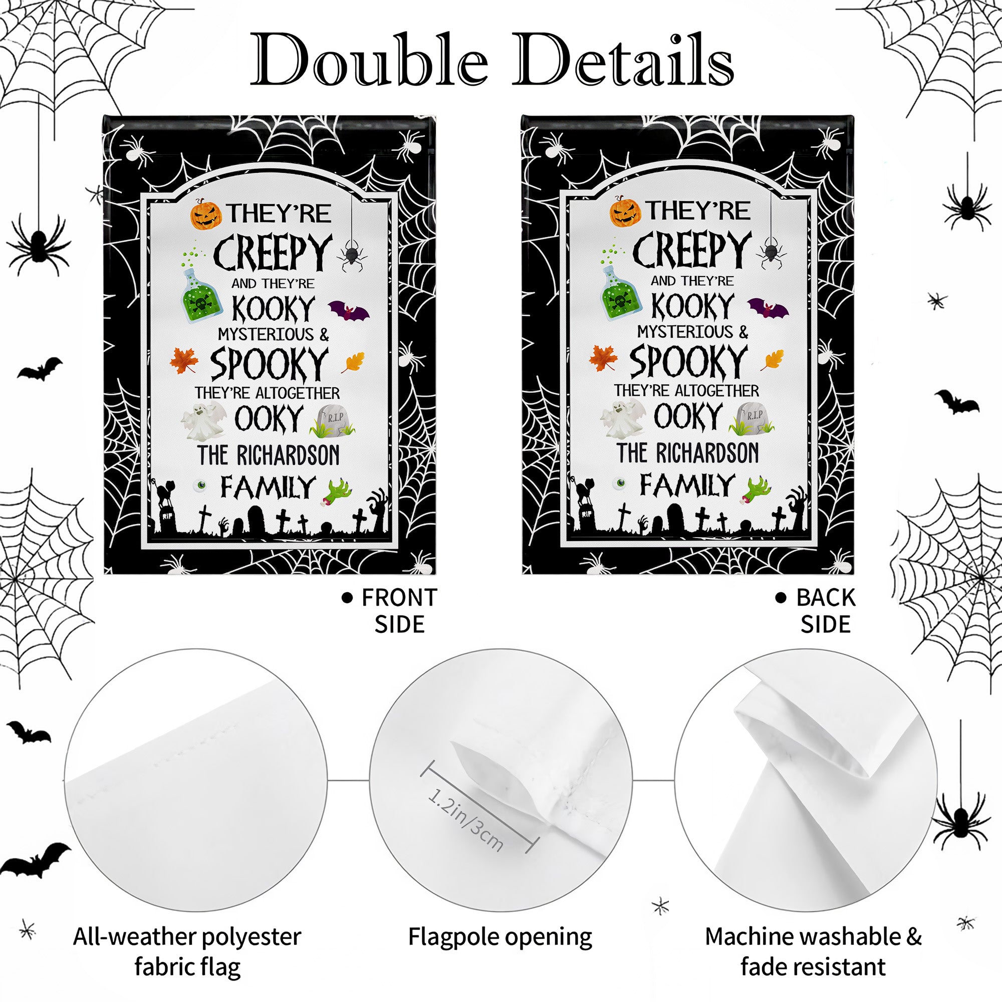 Creepy Kooky Mysterious & Spooky Family Flag - Personalized Flag - HALW027_GAF