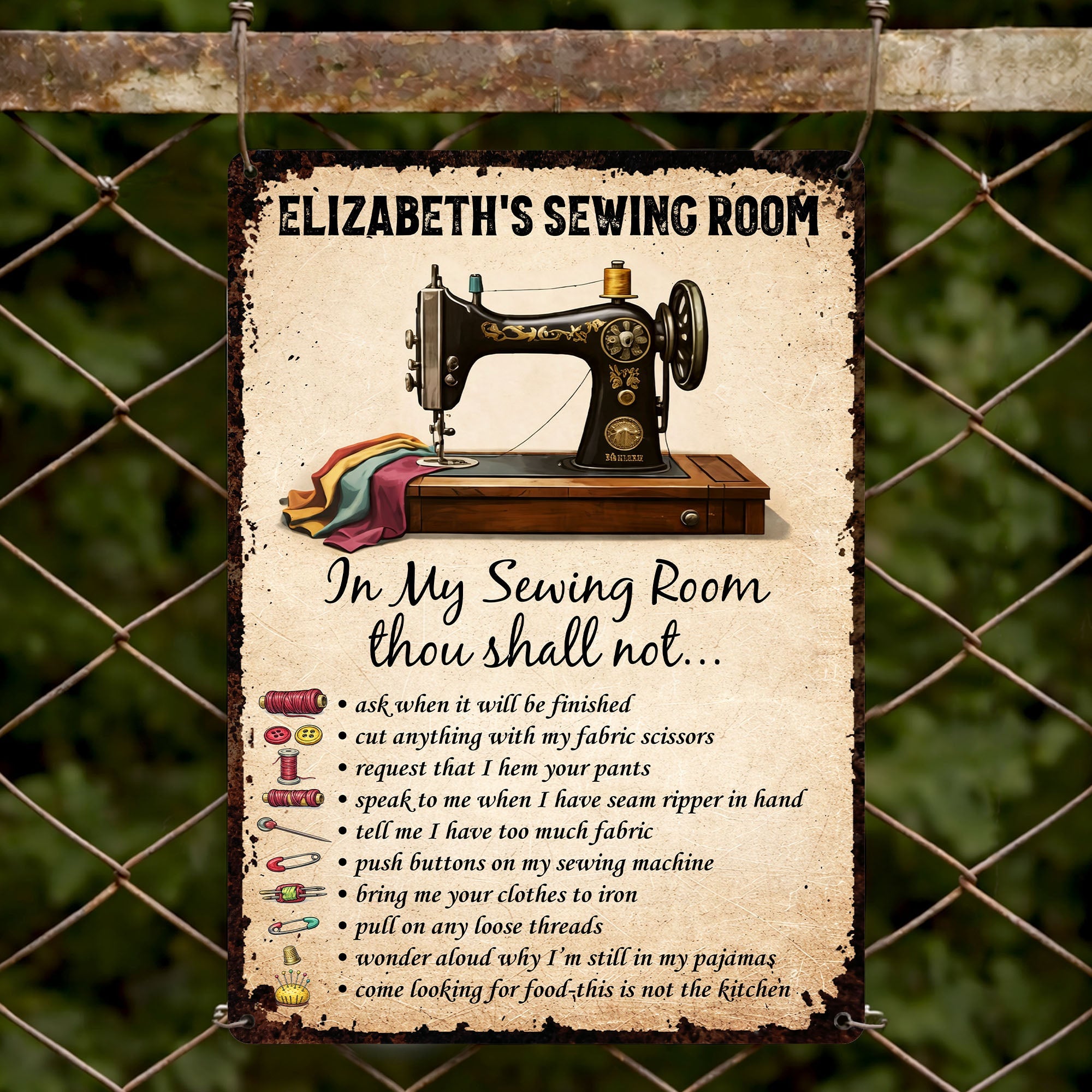 In My Sewing Room, Thou Shall Not, Sewing Machine and Scissors