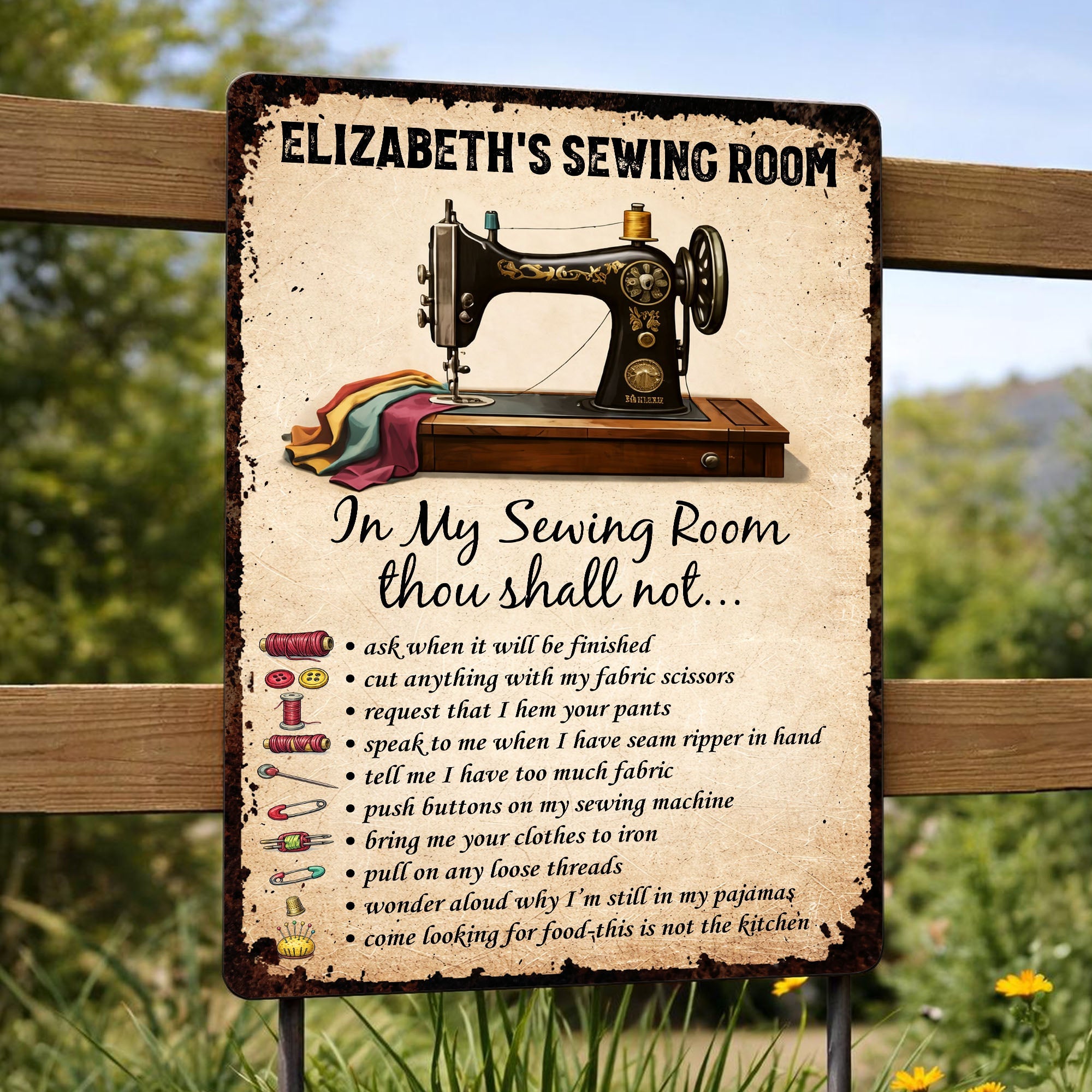 In My Sewing Room, Thou Shall Not, Sewing Machine and Scissors