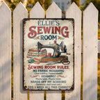 Sewing Room Rules With Vintage Sewing Machine And Fabric