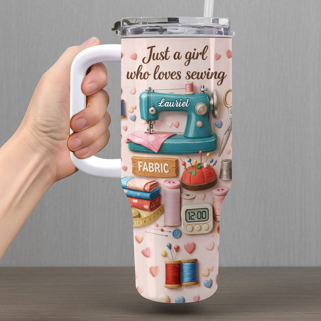 Just A Girl Who Loves Sewing Machine And Fabric